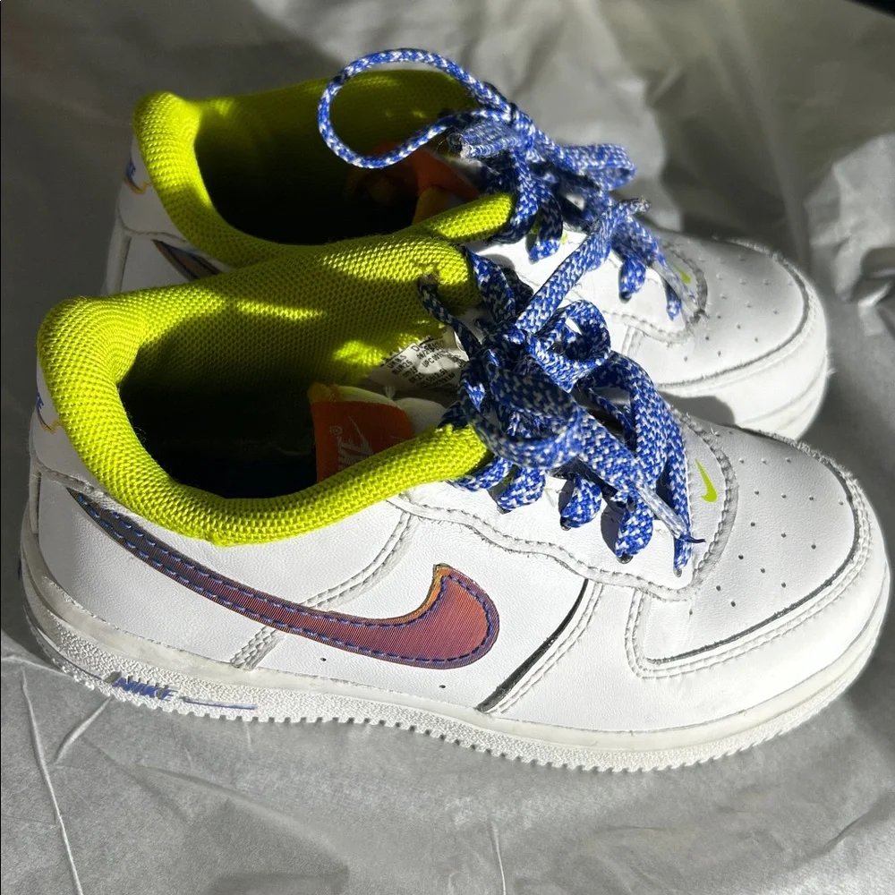 Nike White Sneakers with Blue and Yellow Highlights